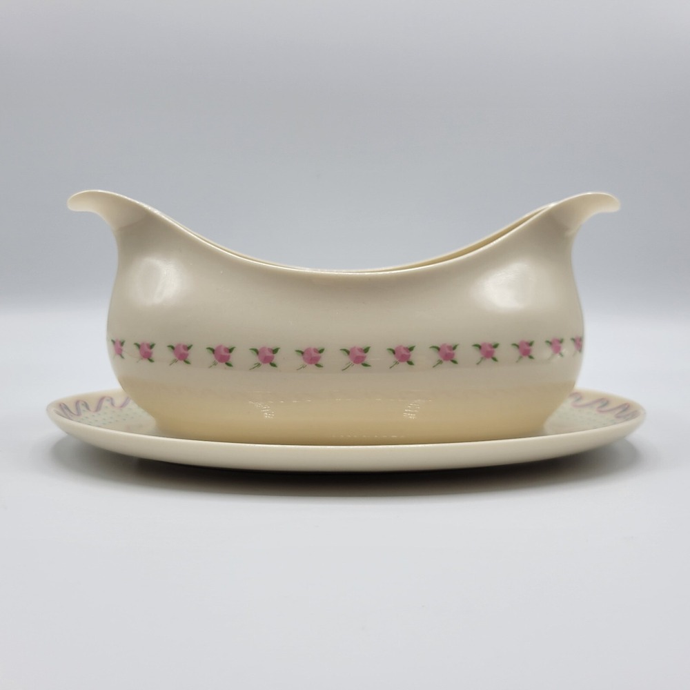 Vtg Franciscan Crinoline Ivory Gravy Boat Pink Flowers Dots Ribbon Replacement